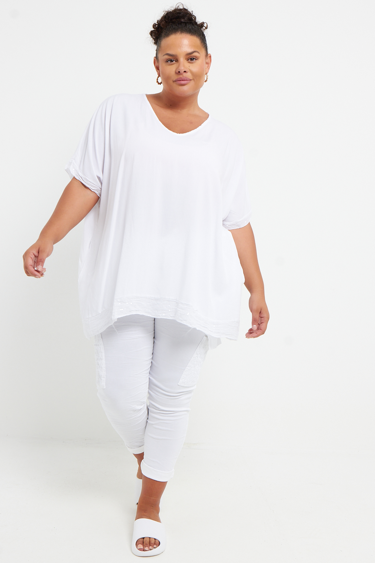 Plus size on sale white sequin top