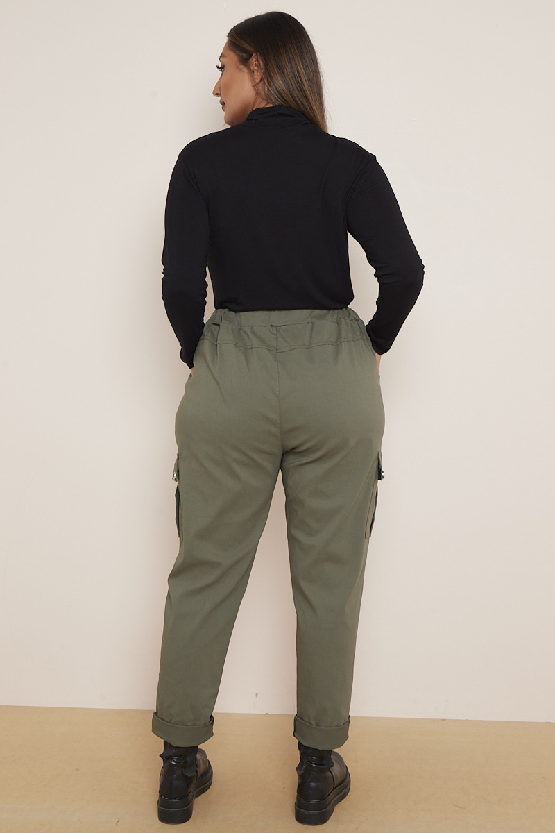 Plus size khaki sales trousers